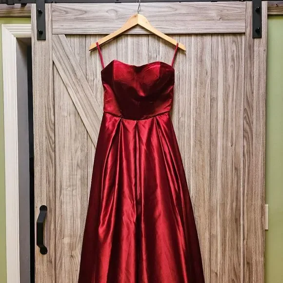 HEBEOS Ball Strapless Black cherry, deep red burgundy Satin Goen Prom,  wedding - armafbd.com
